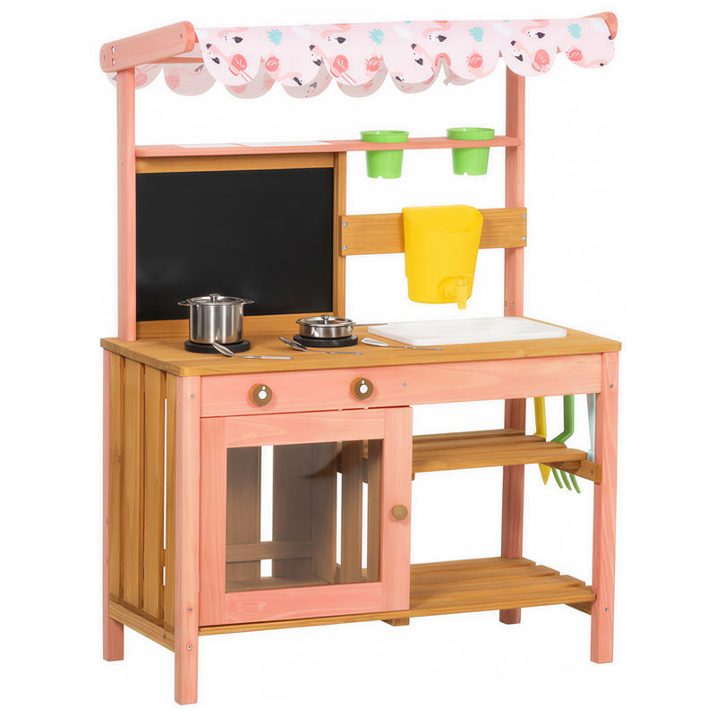 Kids Outdoor Mud Kitchen Accessories - Qaba Kids Mud Kitchen with Canopy,