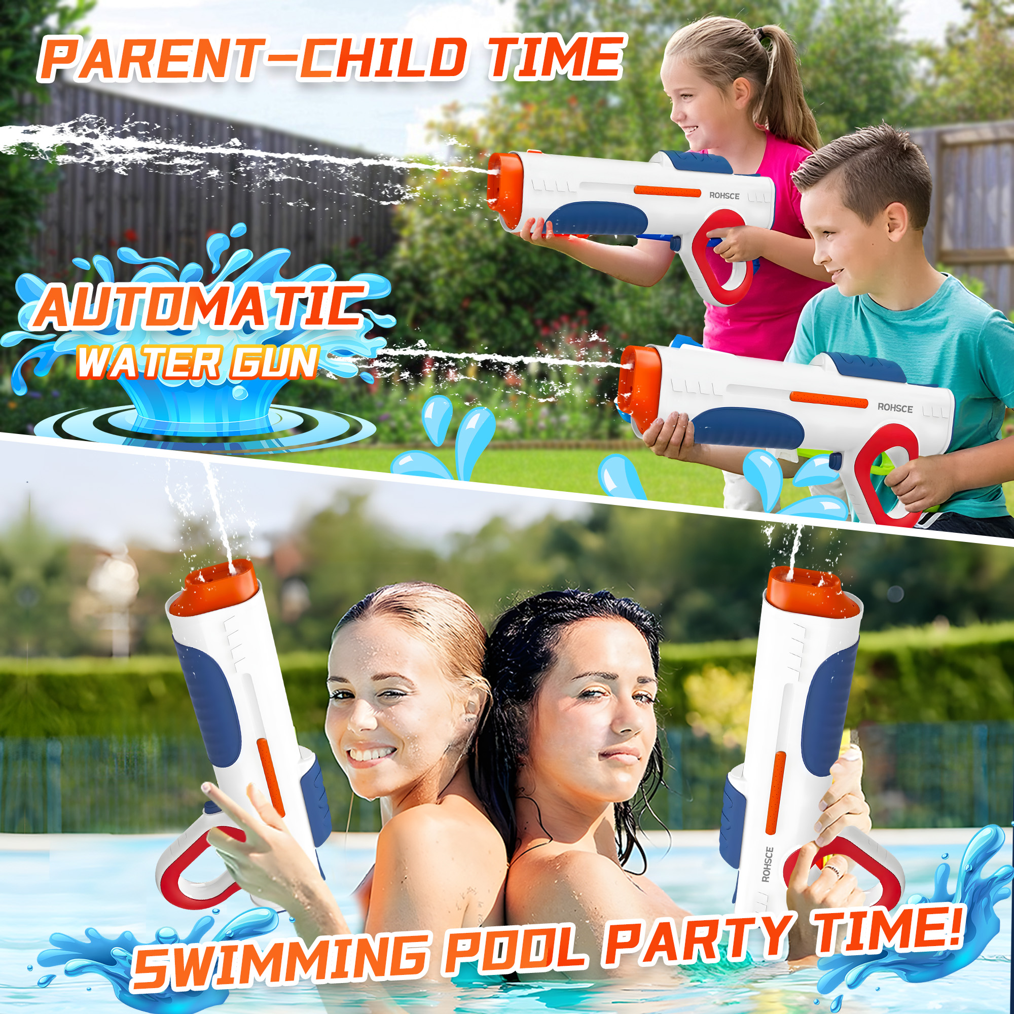 Kids Outdoor Nature Toys - Electric Water Gun Most Powerful Automatic