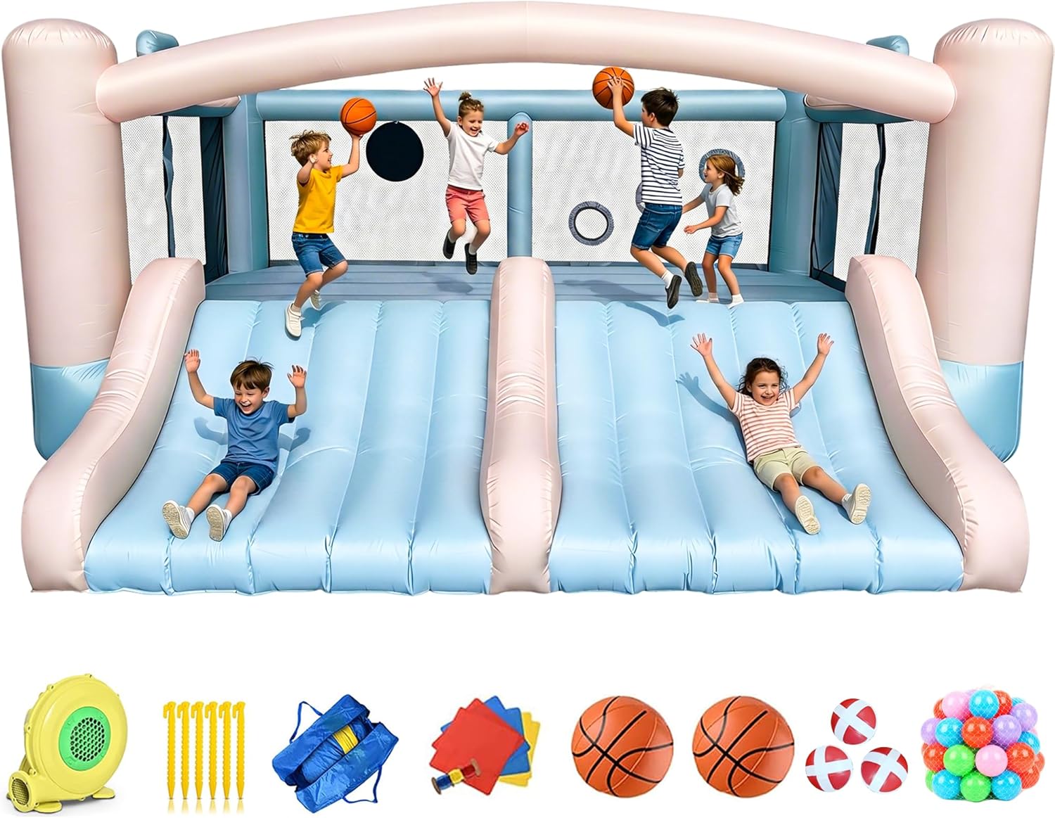 Kids Indoor Outdoor Games - Large 8-in-1 Inflatable Bounce House with
