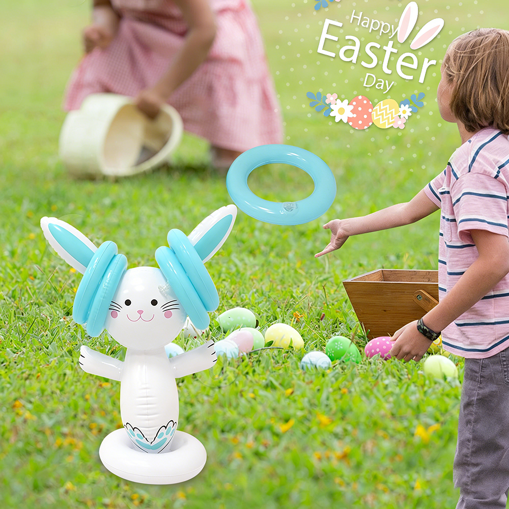 Kids Indoor Outdoor Games - Easter Inflatable Bunny Ring Toss Game
