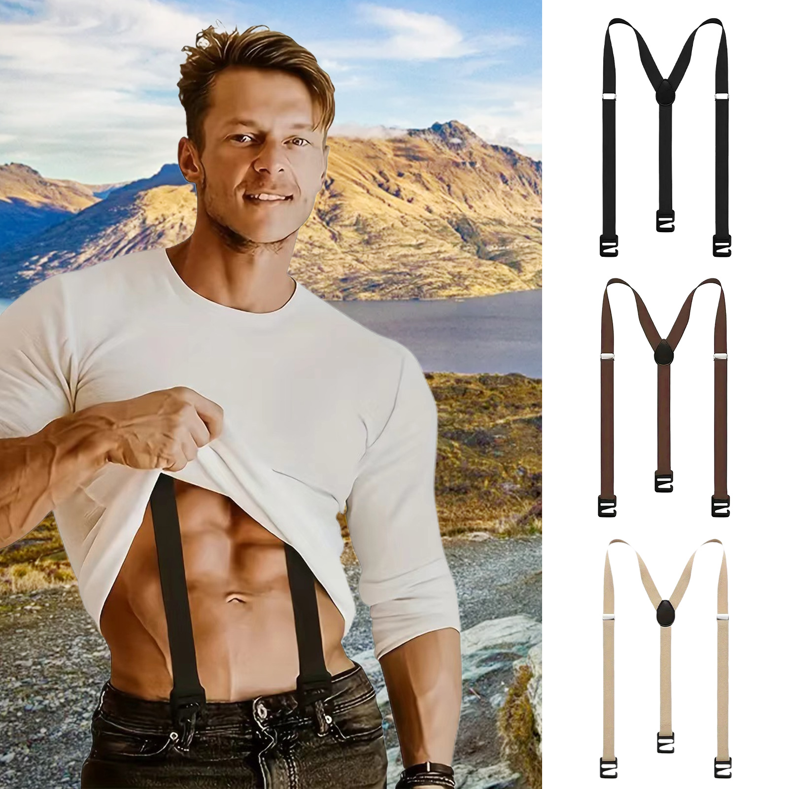 Kids Outdoor Climber - Premium Suspenders Clip-on Y-Back Elastic Belt