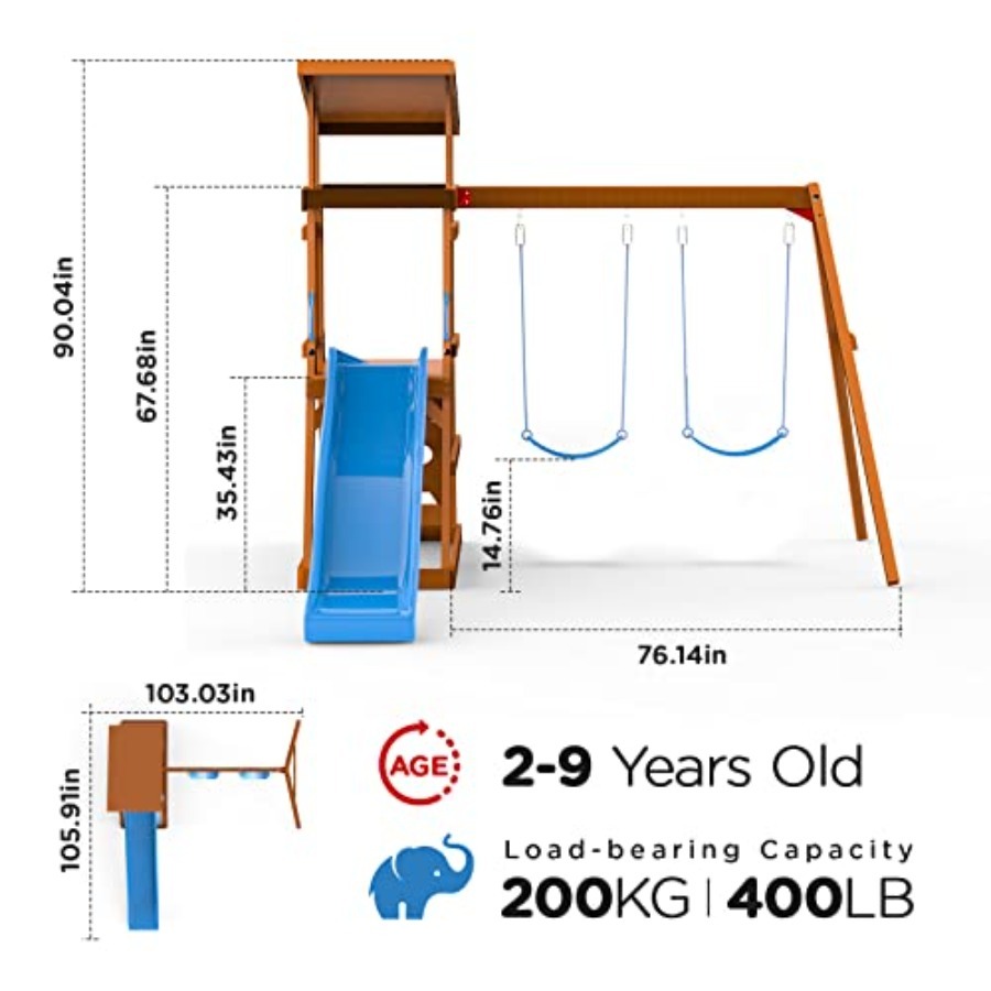 Playground Wooden Swing Sets f - Kids Outdoor Slide Set recension och pris