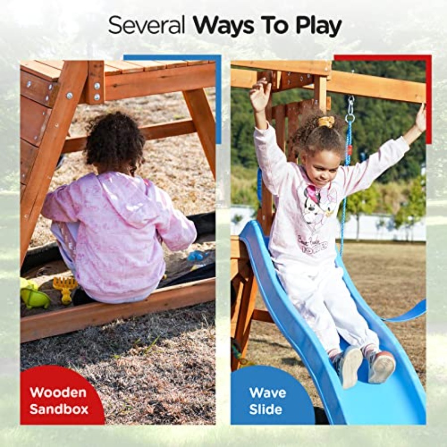 Playground Wooden Swing Sets f - Kids Outdoor Slide Set recension och pris