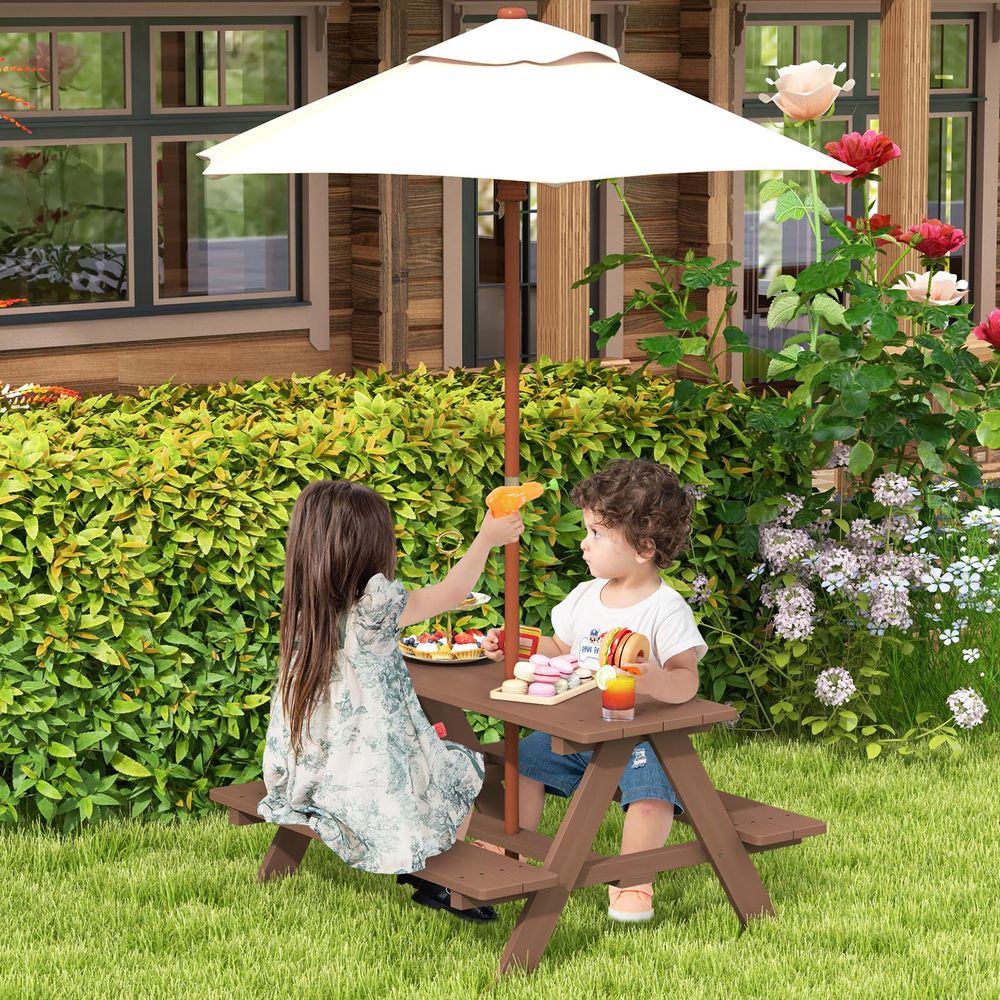 Kids Picnic Table, Toddler Out - Kids Outdoor Bench With Umbrella recension och pris