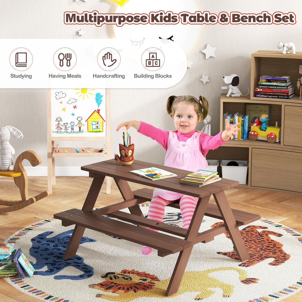 Kids Picnic Table, Toddler Out - Kids Outdoor Bench With Umbrella recension och pris