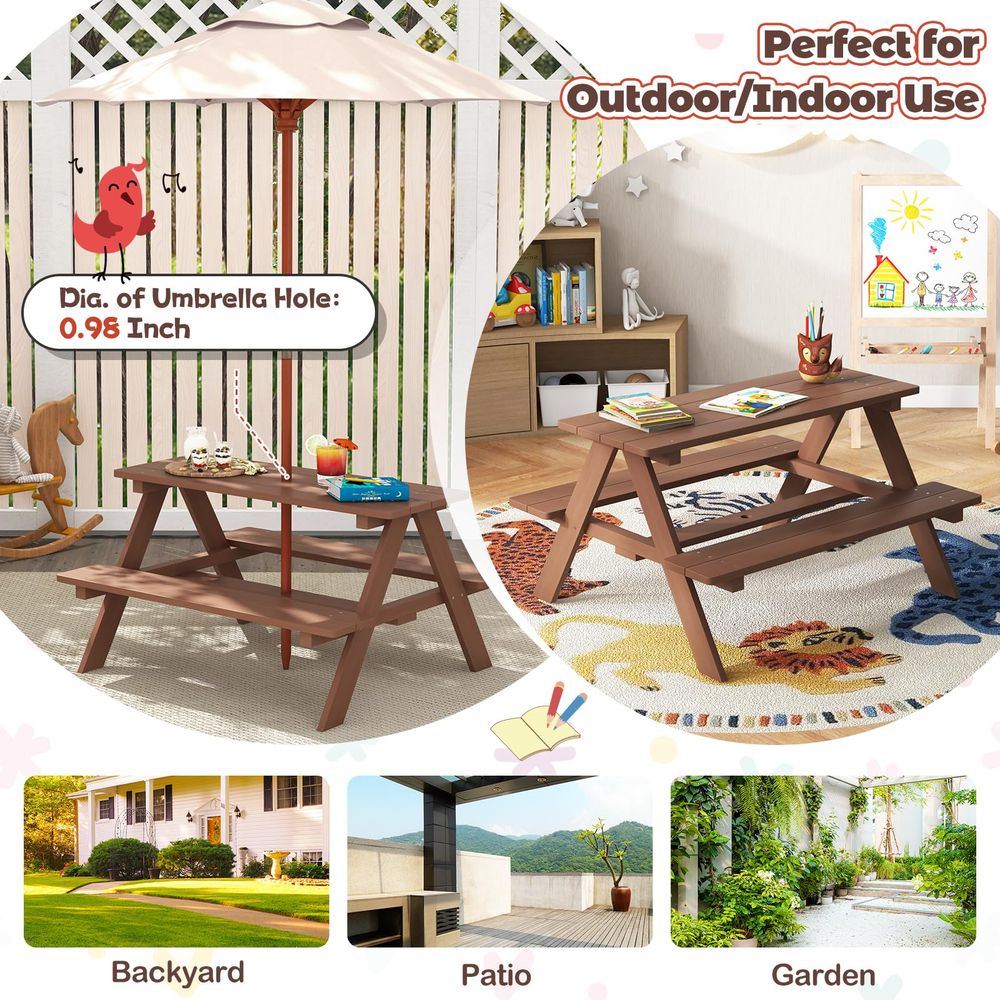 Kids Picnic Table, Toddler Out - Kids Outdoor Bench With Umbrella recension och pris