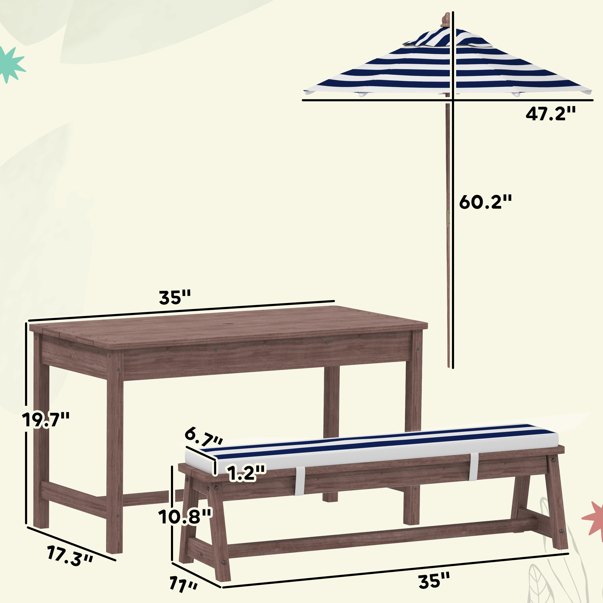 Outdoor Wooden Kids Picnic Tab - Kids Outdoor Bench With Umbrella recension och pris
