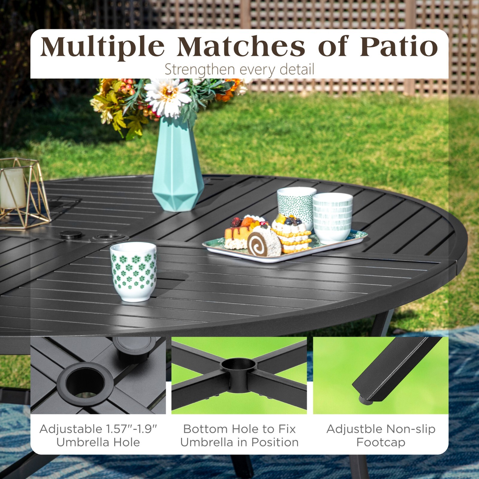7Piece Patio Dining Set with U - Kids Outdoor Table With Umbrella recension och pris