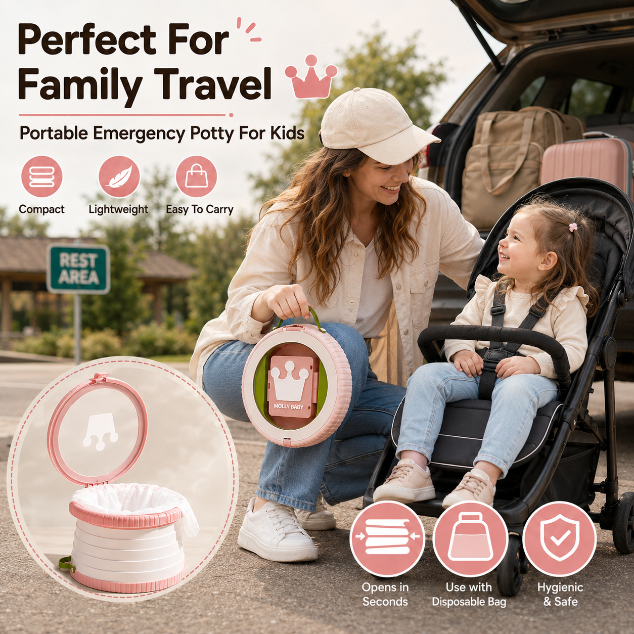 Portable Folding Travel Potty  - Kids Outdoor Urinal recension och pris