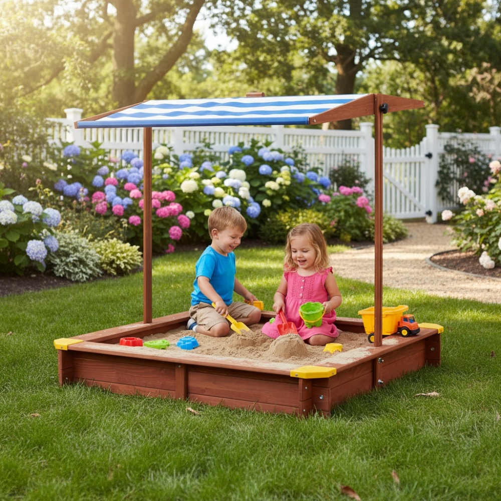 Wooden Kids Picnic Table, Sand - Kids Outdoor Table With Umbrella recension och pris