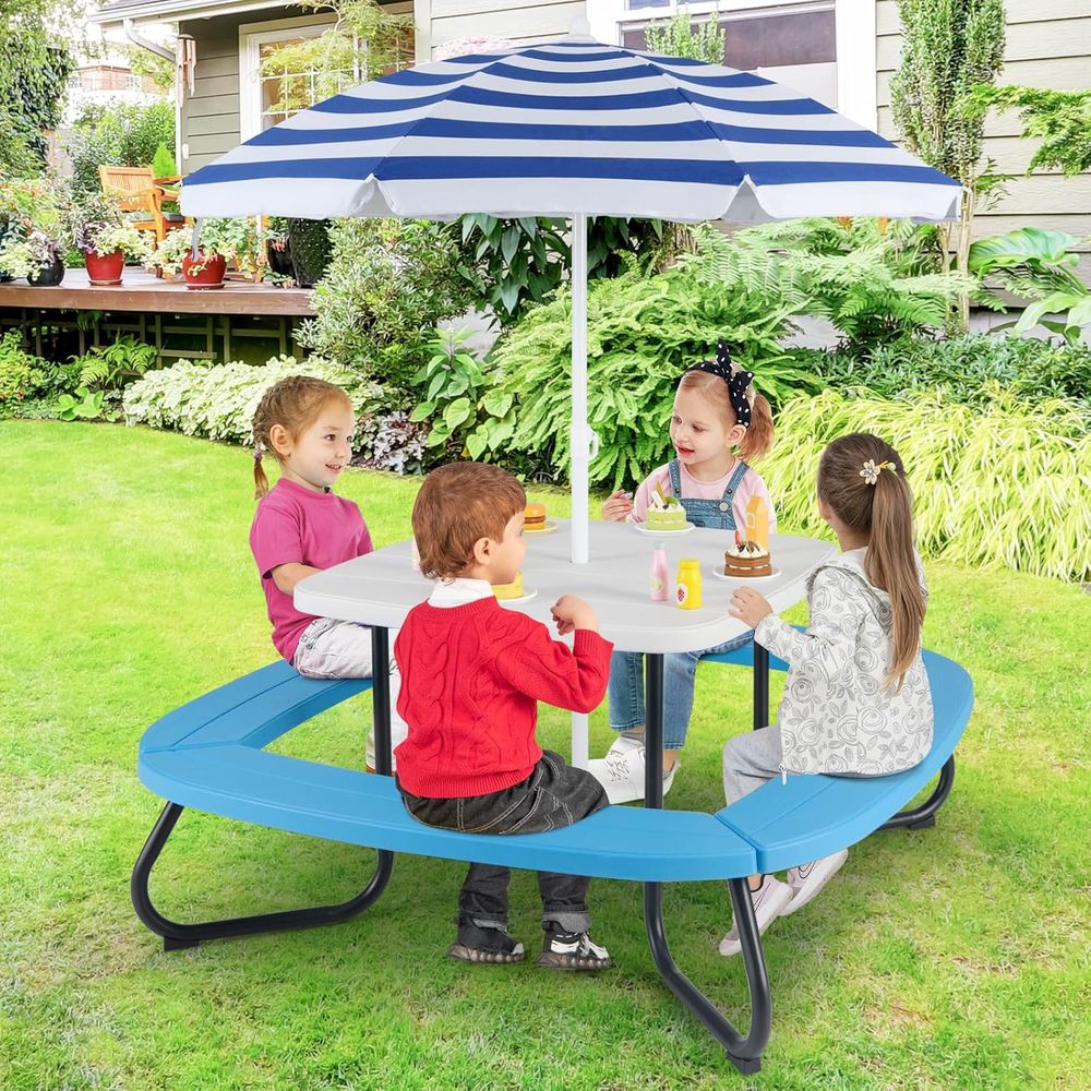 Kids Picnic Table, 8 Person Ki - Kids Outdoor Bench With Umbrella recension och pris