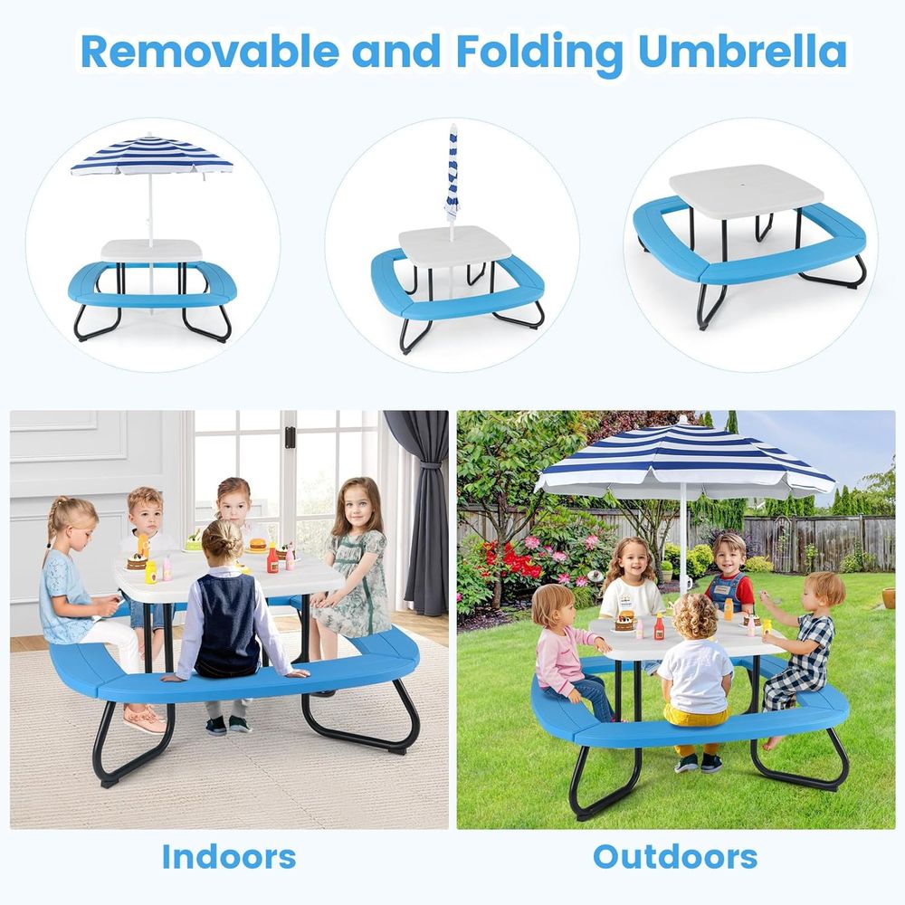 Kids Picnic Table, 8 Person Ki - Kids Outdoor Bench With Umbrella recension och pris