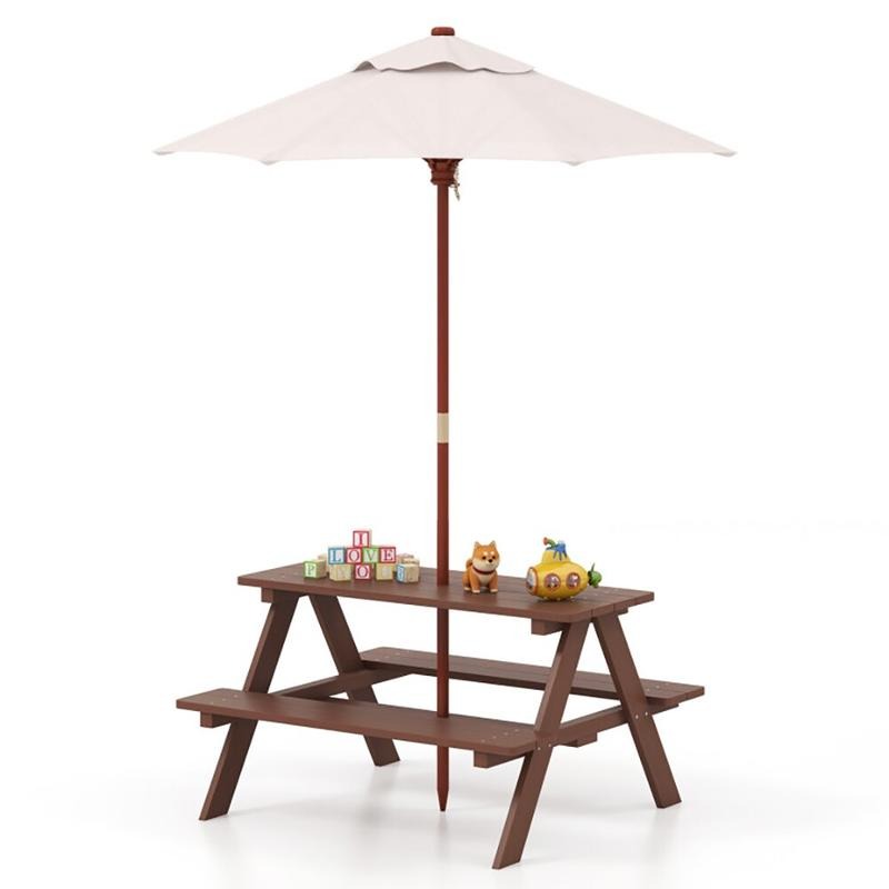 Outdoor 4-Seat Kids Picnic Tab - Kids Outdoor Bench With Umbrella recension och pris