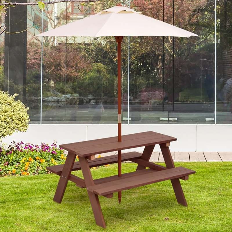 Outdoor 4-Seat Kids Picnic Tab - Kids Outdoor Bench With Umbrella recension och pris