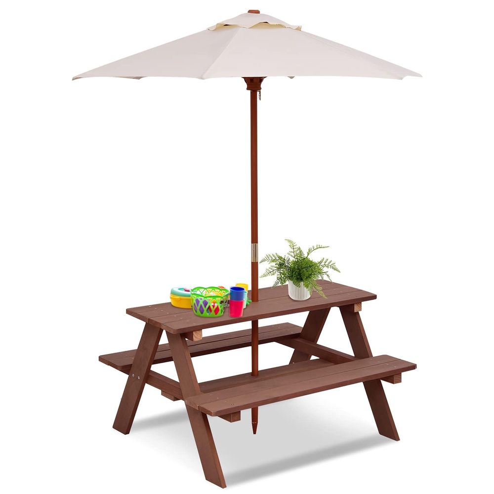 Kids Picnic Table, Outdoor Woo - Kids Outdoor Bench With Umbrella recension och pris