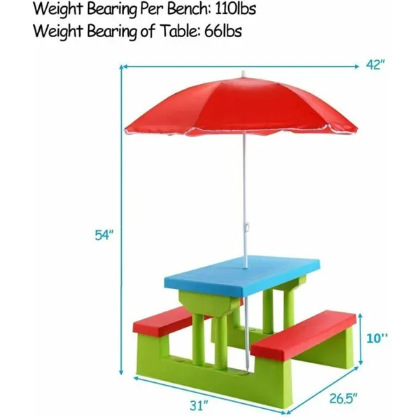 Children Outdoor Picnic Table  - Kids Outdoor Table With Umbrella recension och pris