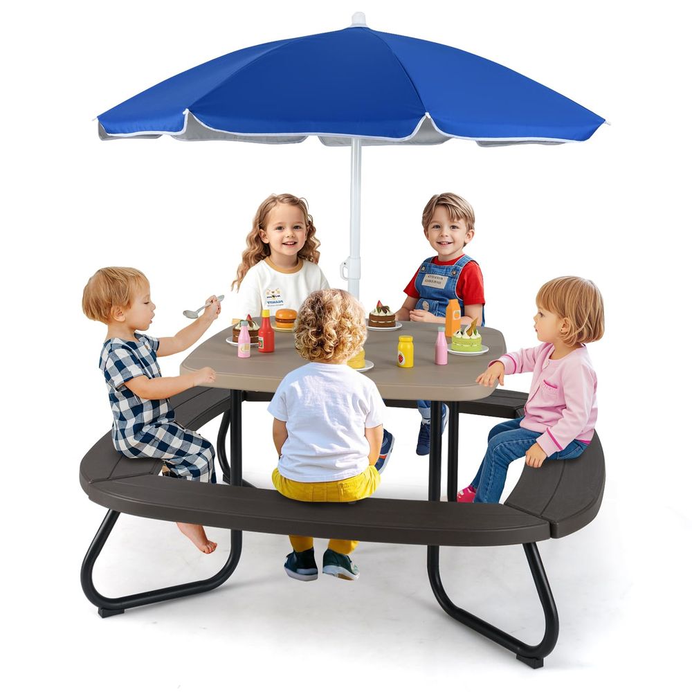 JOY Kids Picnic Table, 8 Perso - Kids Outdoor Bench With Umbrella recension och pris