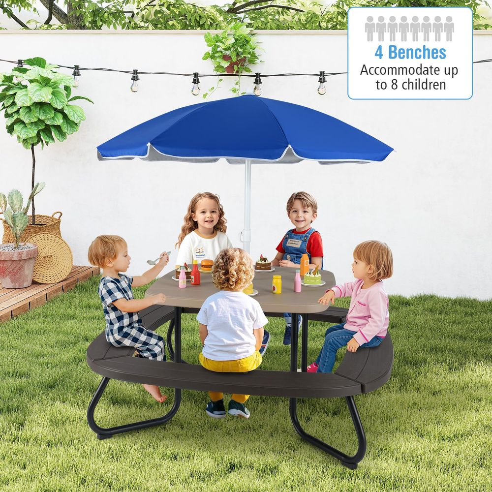 JOY Kids Picnic Table, 8 Perso - Kids Outdoor Bench With Umbrella recension och pris