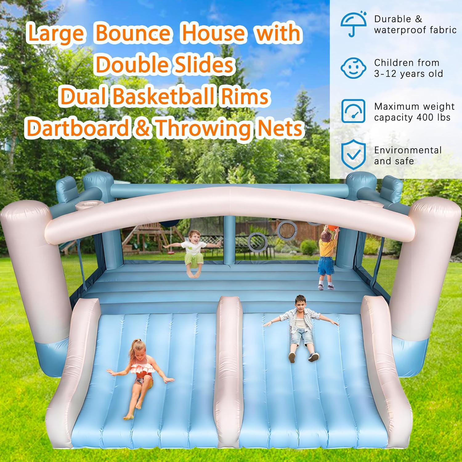 Large 8-in-1 Inflatable Bounce - Kids Indoor Outdoor Games recension och pris