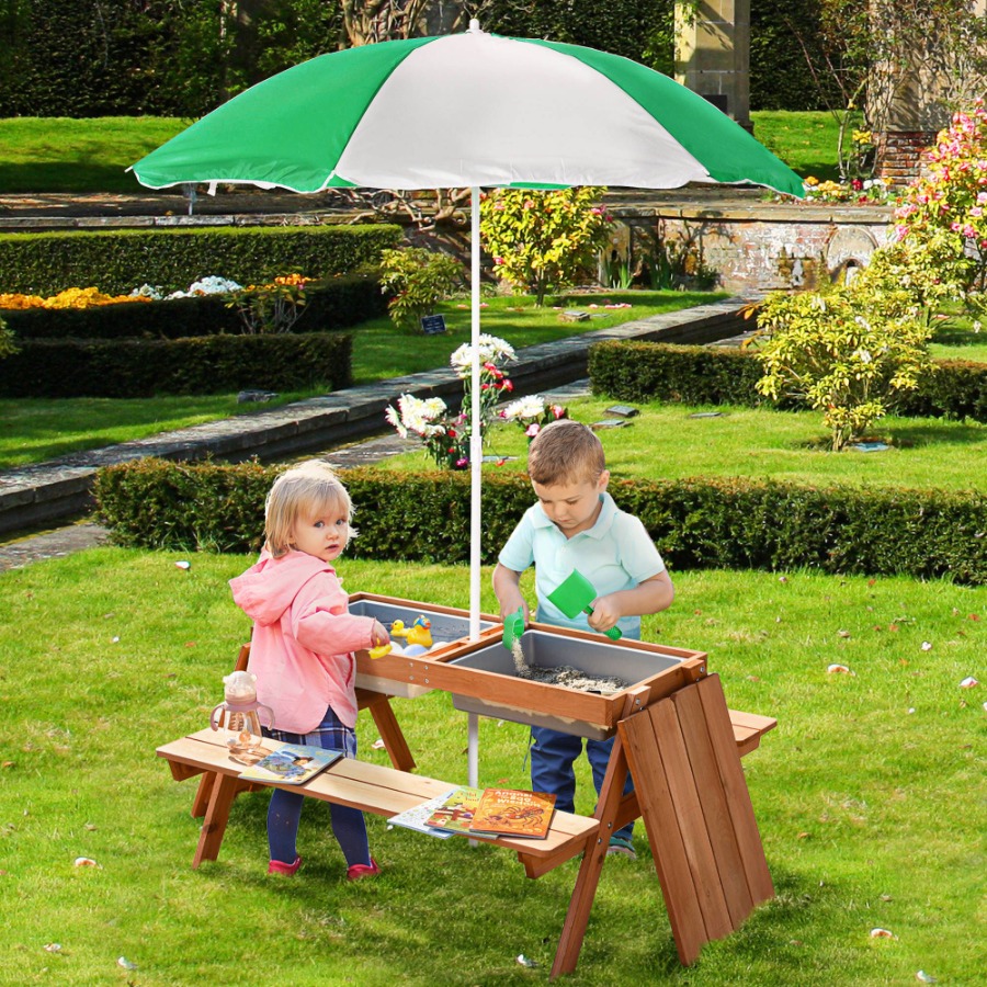 Outdoor wooden kids picnic tab - Kids Outdoor Table With Umbrella recension och pris
