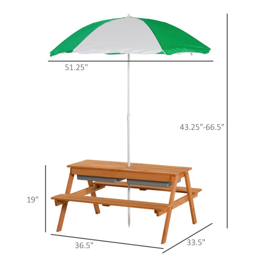 Outdoor wooden kids picnic tab - Kids Outdoor Table With Umbrella recension och pris