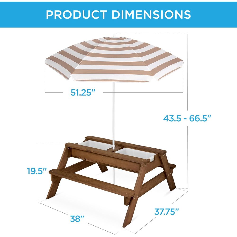 Kids Picnic Table with Umbrell - Kids Outdoor Table With Umbrella recension och pris