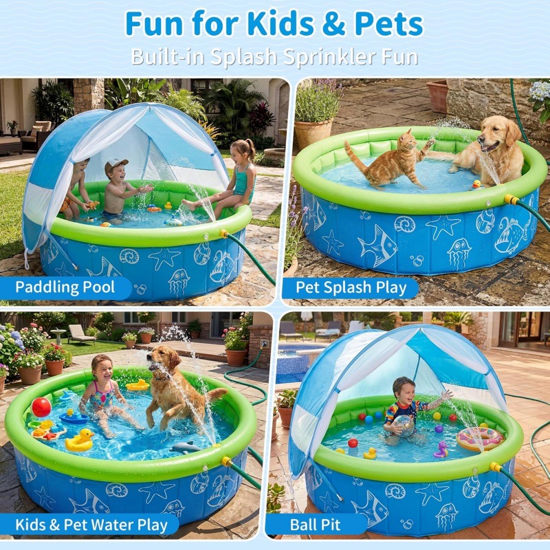 Foldable Kids Frame Pool Sun S - Kids Outdoor Teepee recension och pris